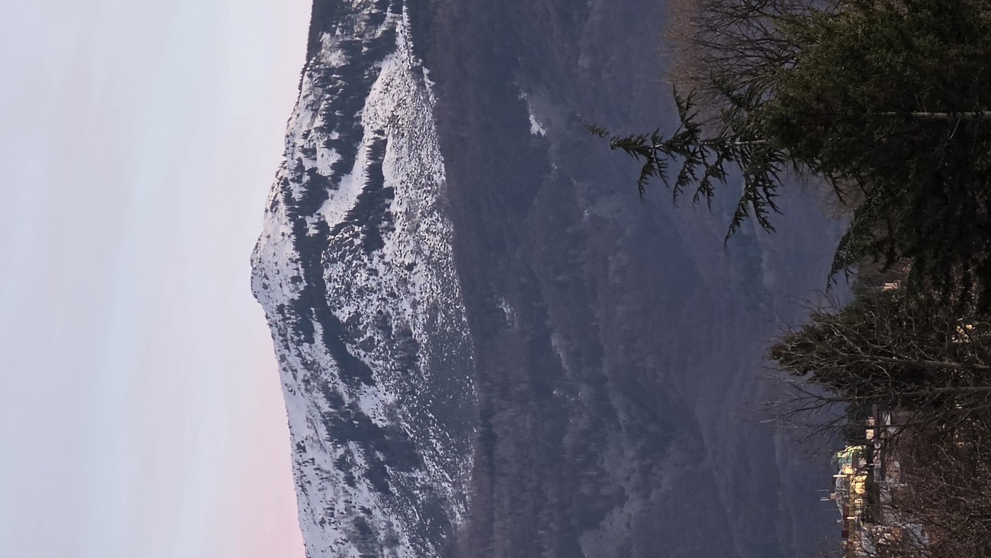 Snow-covered mountain photographed near Sofia, Bulgaria
