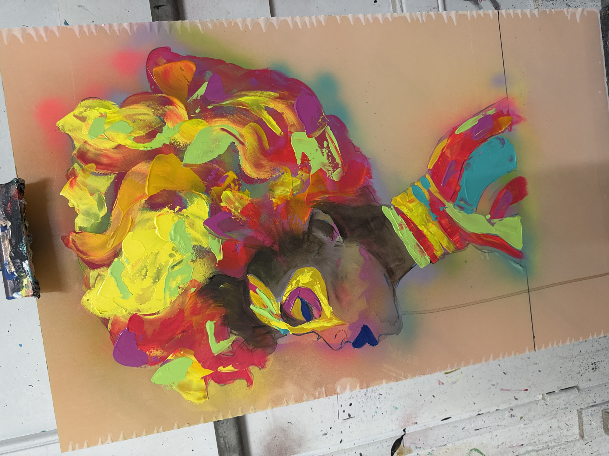 Bold, expressive paintings mixing portraiture and abstract color