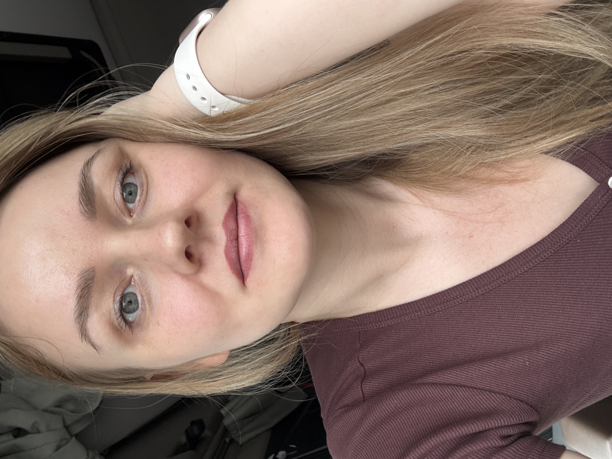 Woman takes morning selfie in Kukui, Russia