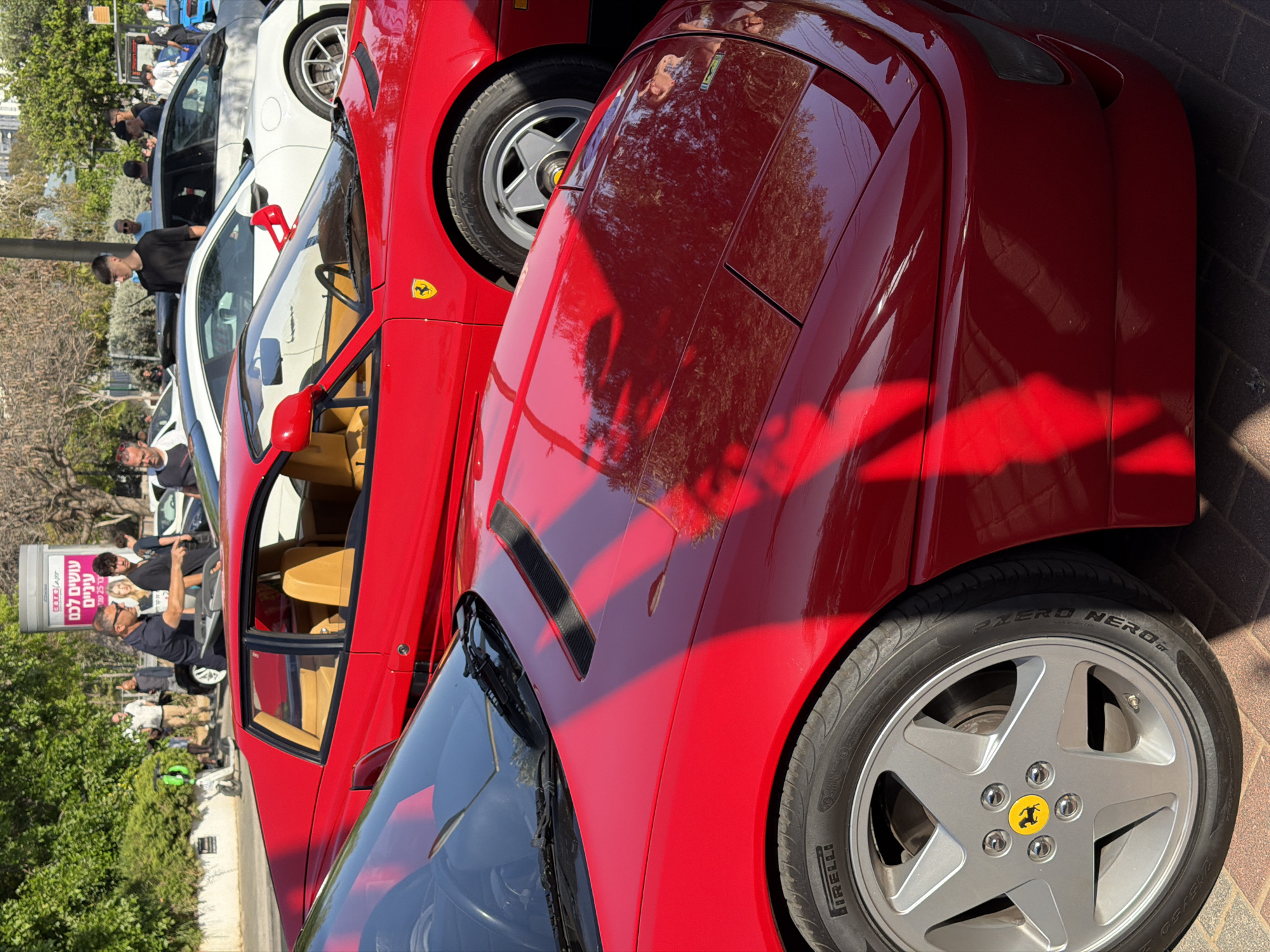 Red Ferraris spotted parked in Tel-Aviv street