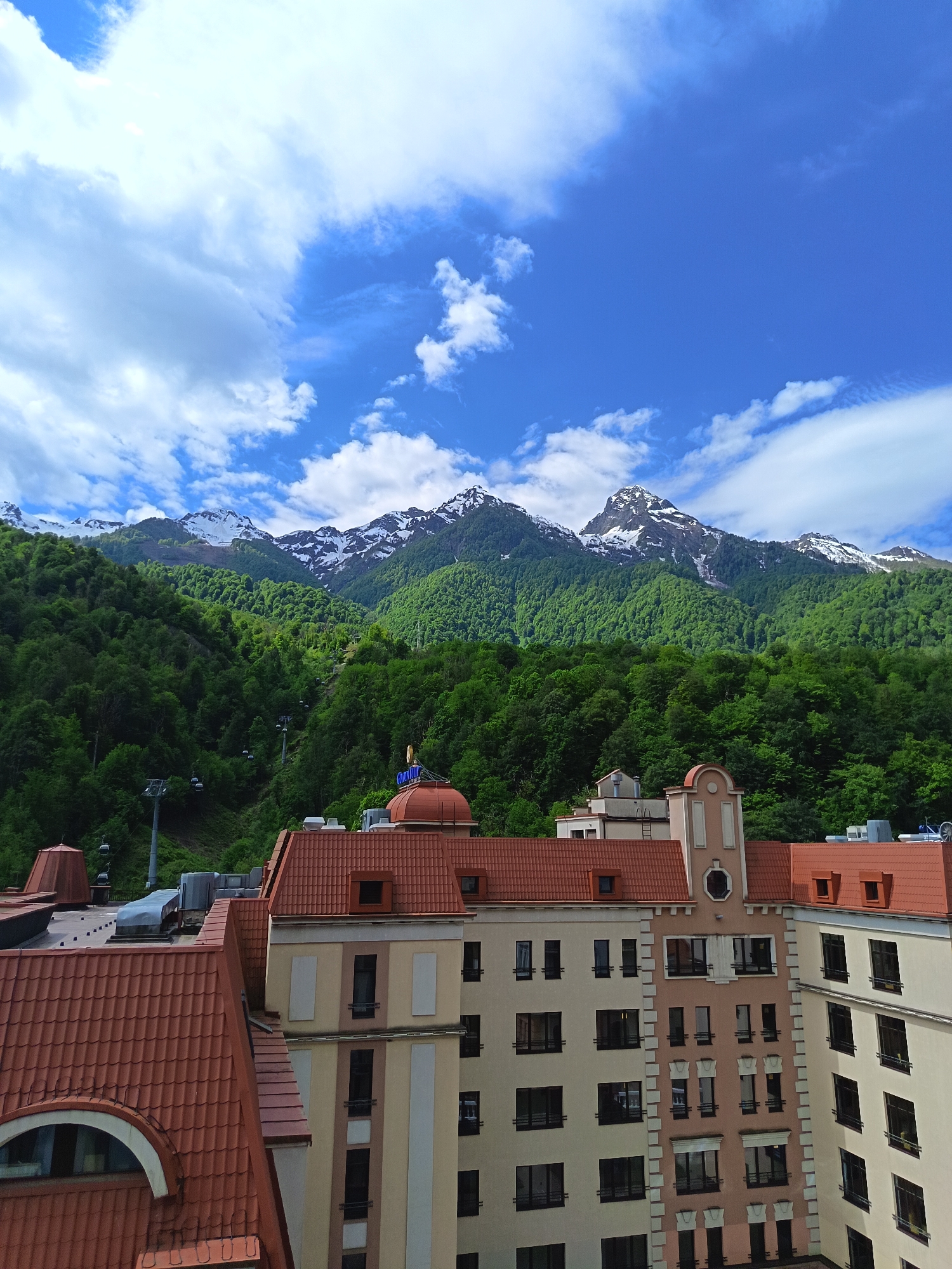 Mountain resort documented in Estosadok, Russia morning scenes