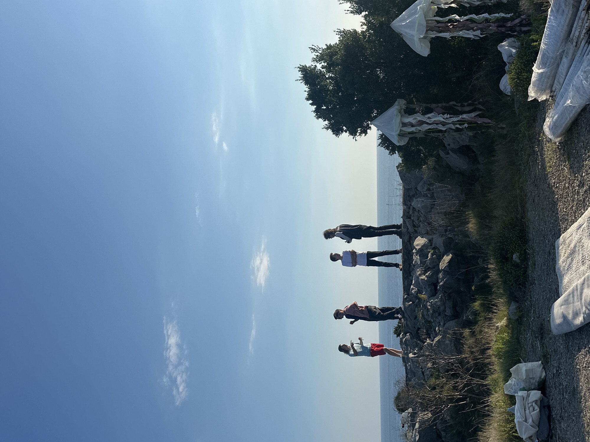Outdoor music setup observed near clifftop in Radovići, Montenegro