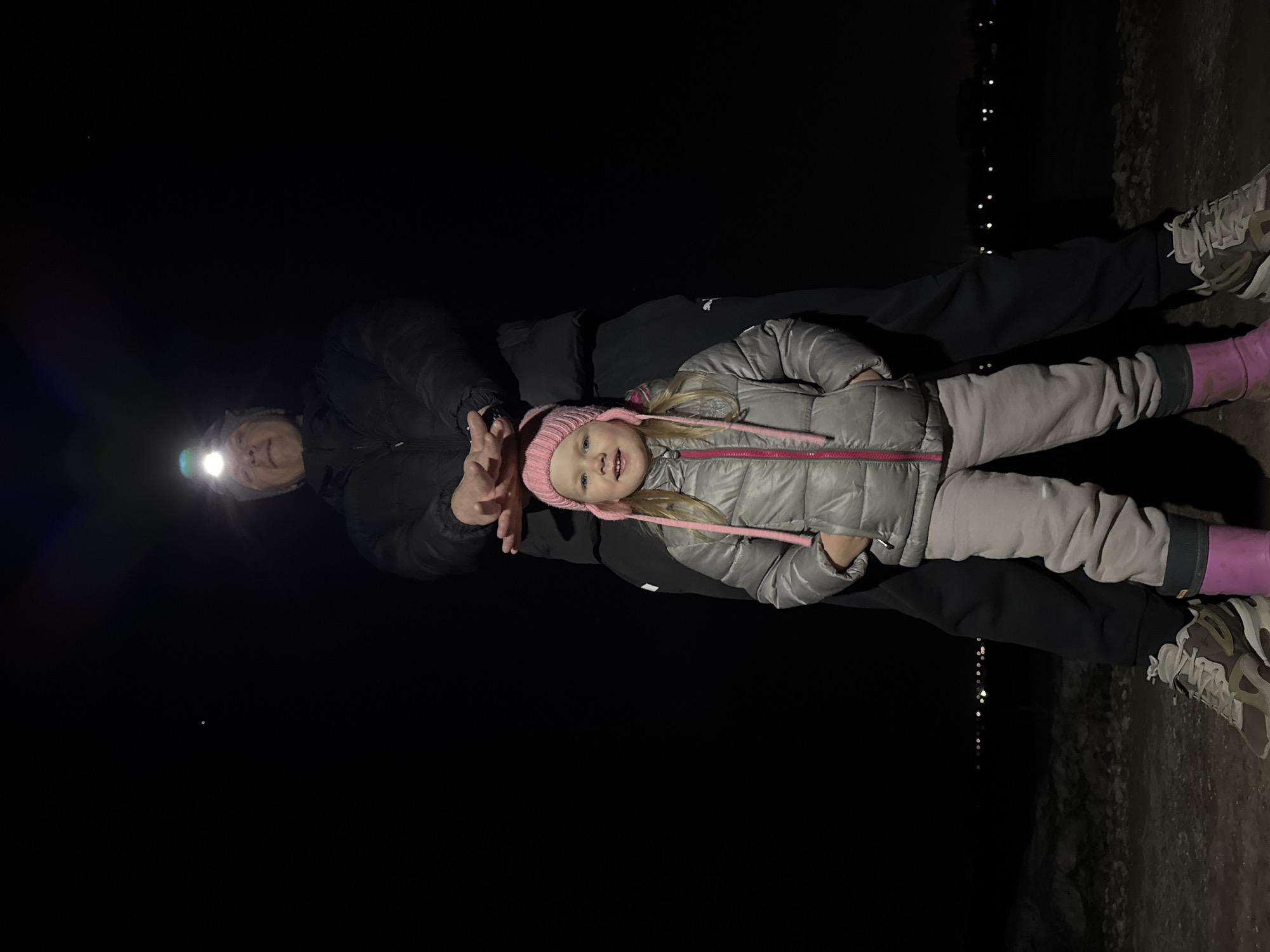Family nighttime outing captured in Горный, Russia