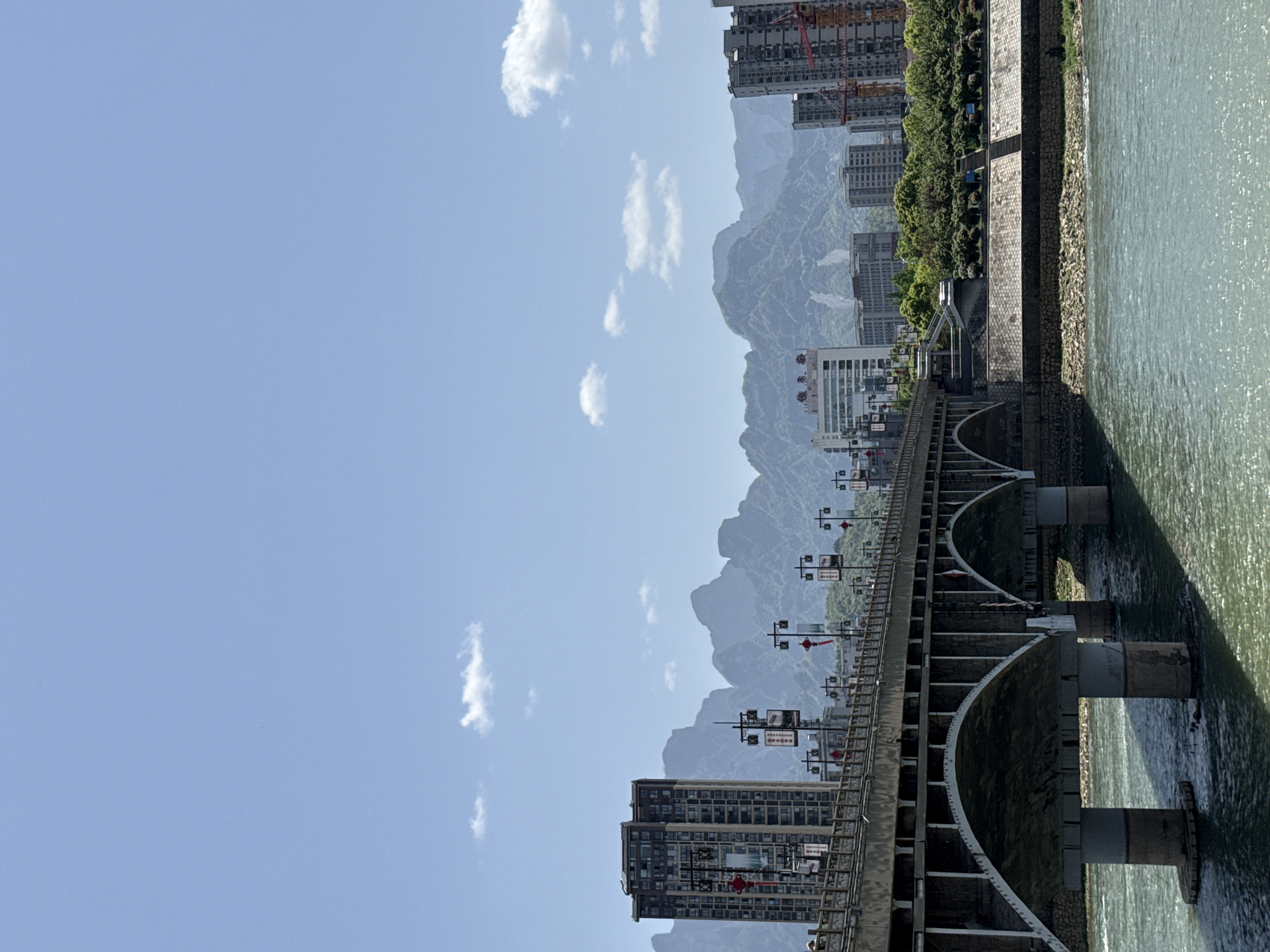 Morning views captured across Zhangjiajie's riverside cityscape