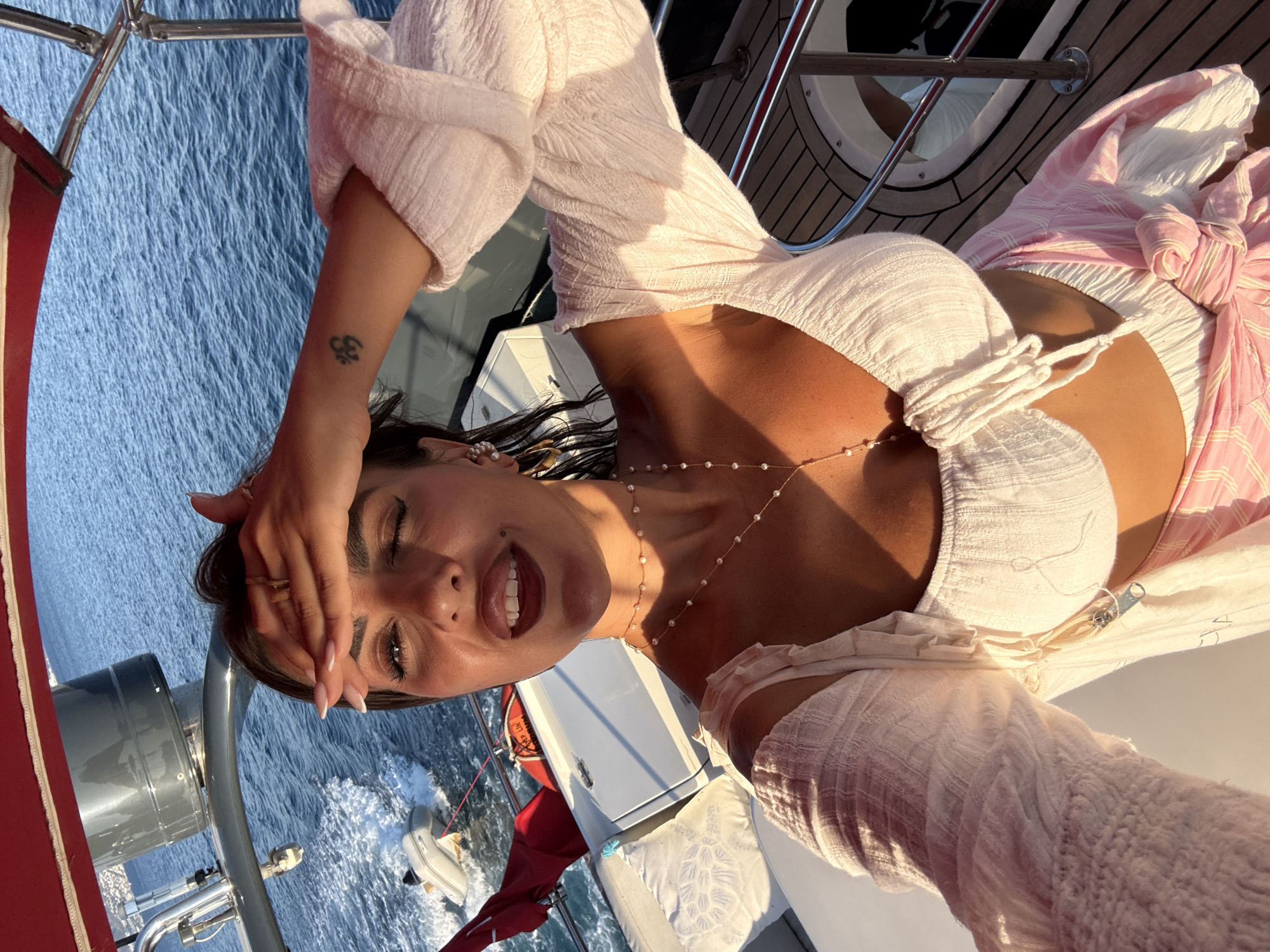 Sunset selfies on a boat off the Bodrum coast