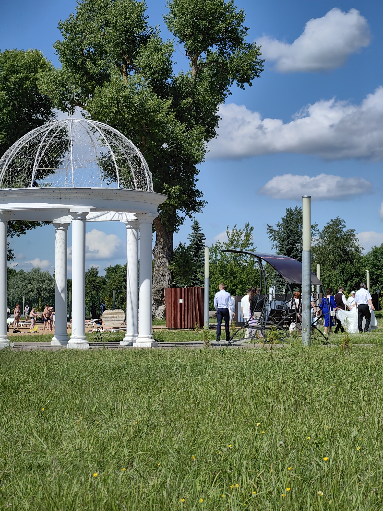 Summer afternoon at Lake Myadzyel's lakeside park, Belarus