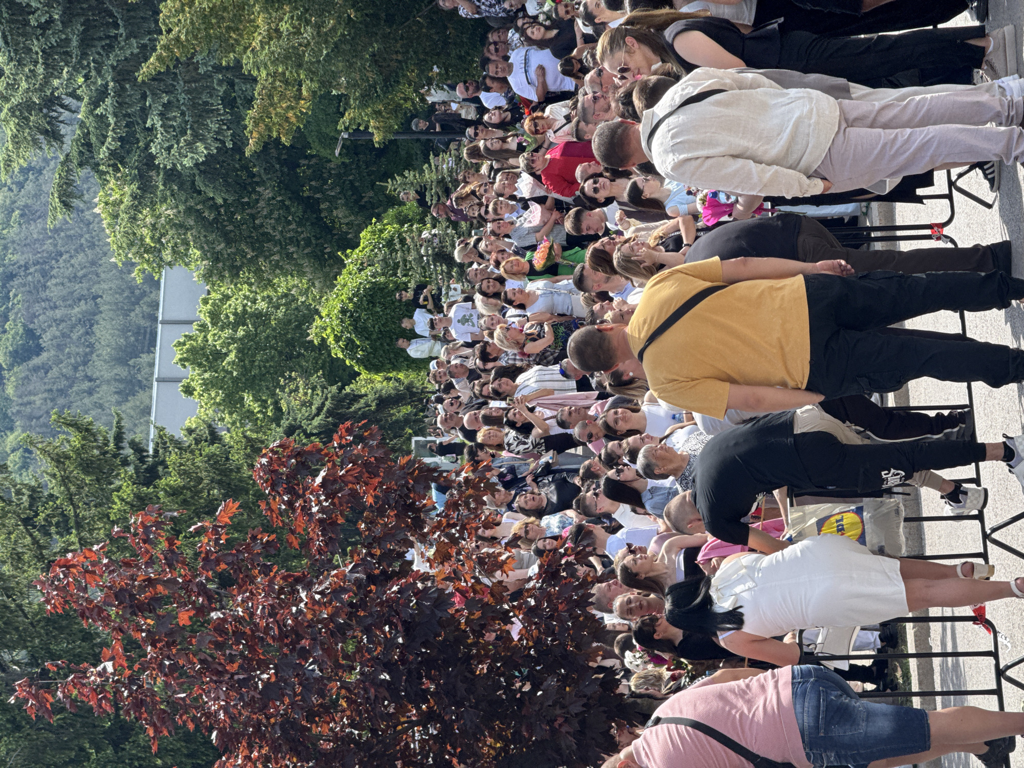 Large crowd gathers in Shumen, Bulgaria for apparent public event