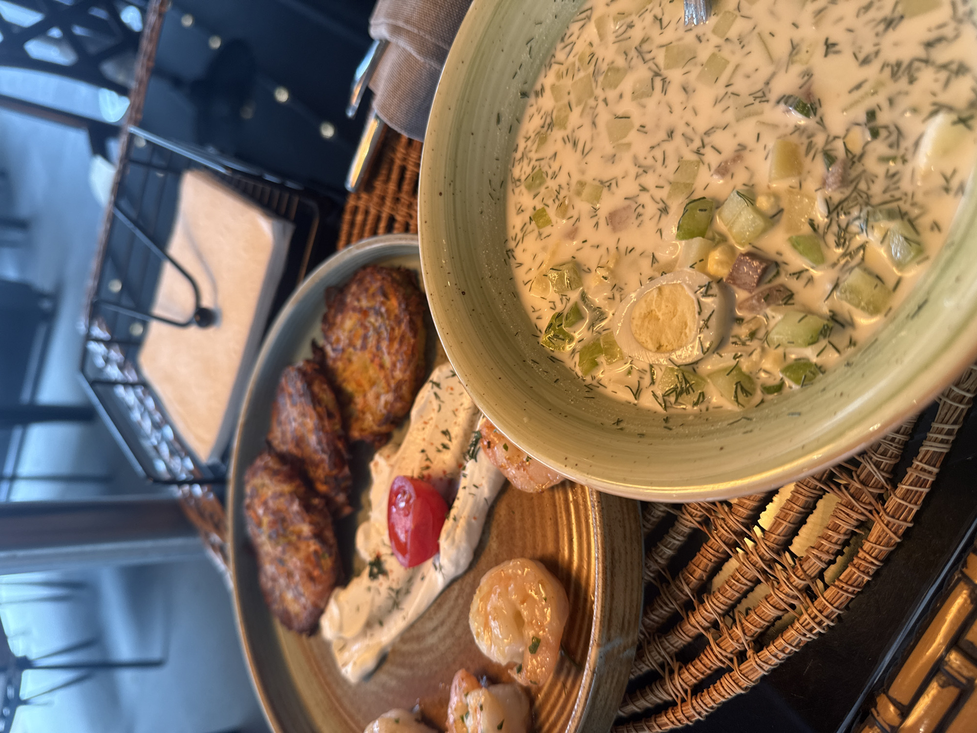 Meal documented in ceramic bowl in Batumi, Georgia