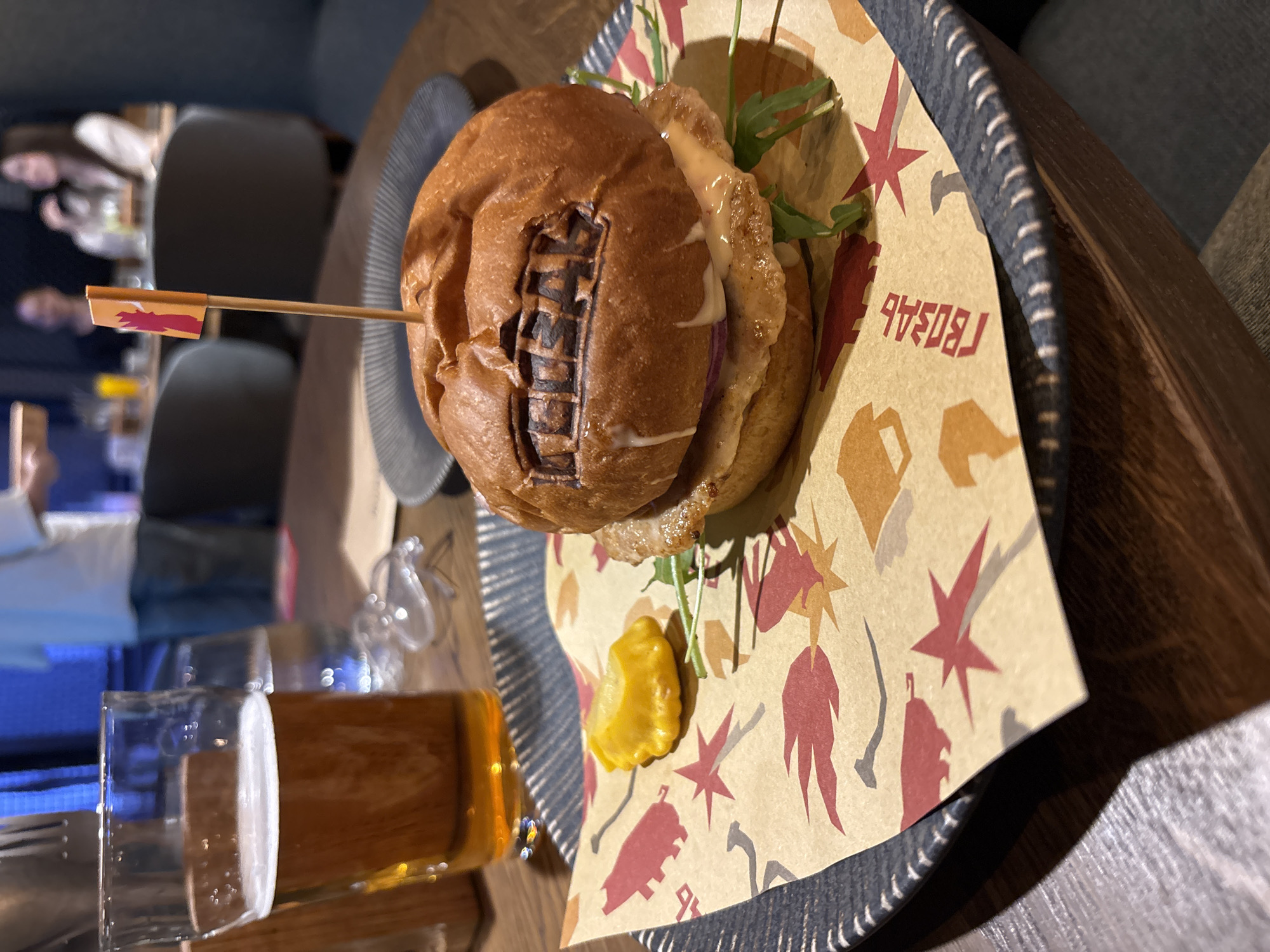 Local-branded burger meal documented in Engels, Russia