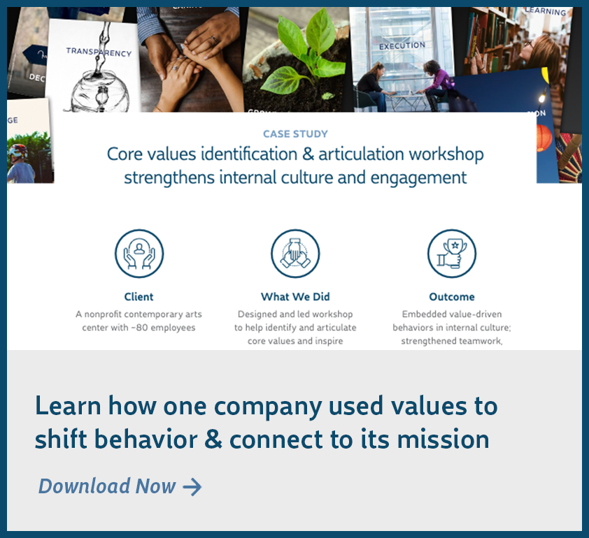 Values Navigator Case Study - Learn how one company used values to shift behavior & connect to its mission
