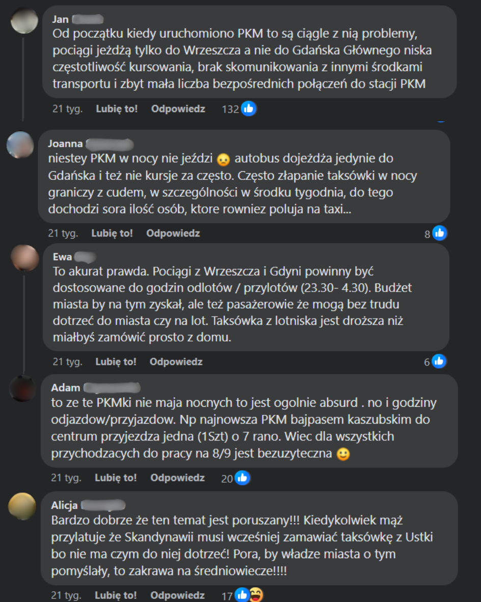 Przykładowe komentarze na Facebooku