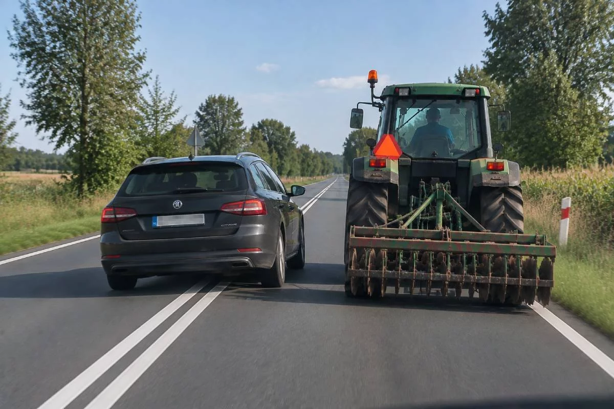 Czy można ominąć traktor na podwójnej linii ciągłej? Policja mówi o jasnych i zaskakujących zasadach