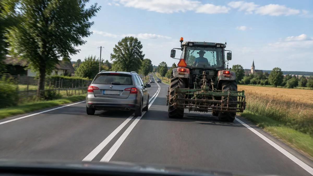 Czy można wyprzedzić traktor na podwójnej ciągłej? Policjanci wyjaśniają raz na zawsze