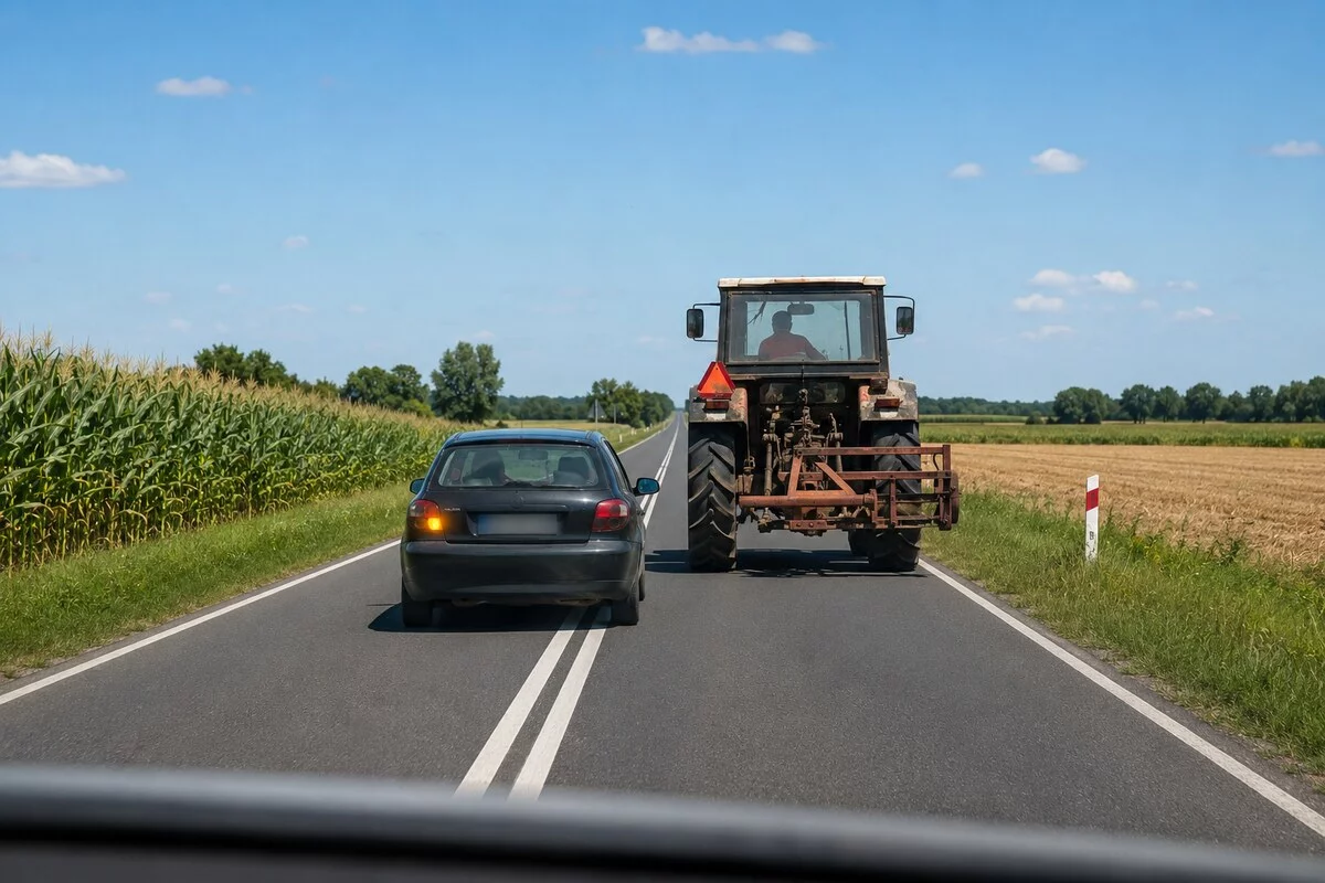 Jak to jest z wyprzedzaniem traktorów na podwójnej linii ciągłej? Policja wyjaśnia zasady