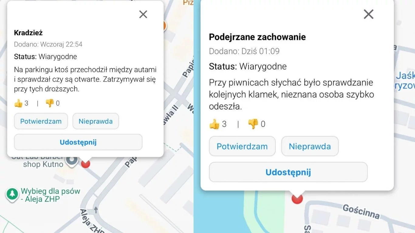 Aplikacja ostrzega przed zagrożeniami. Sprawdziliśmy, jakie zgłoszenia trafiają na mapę
