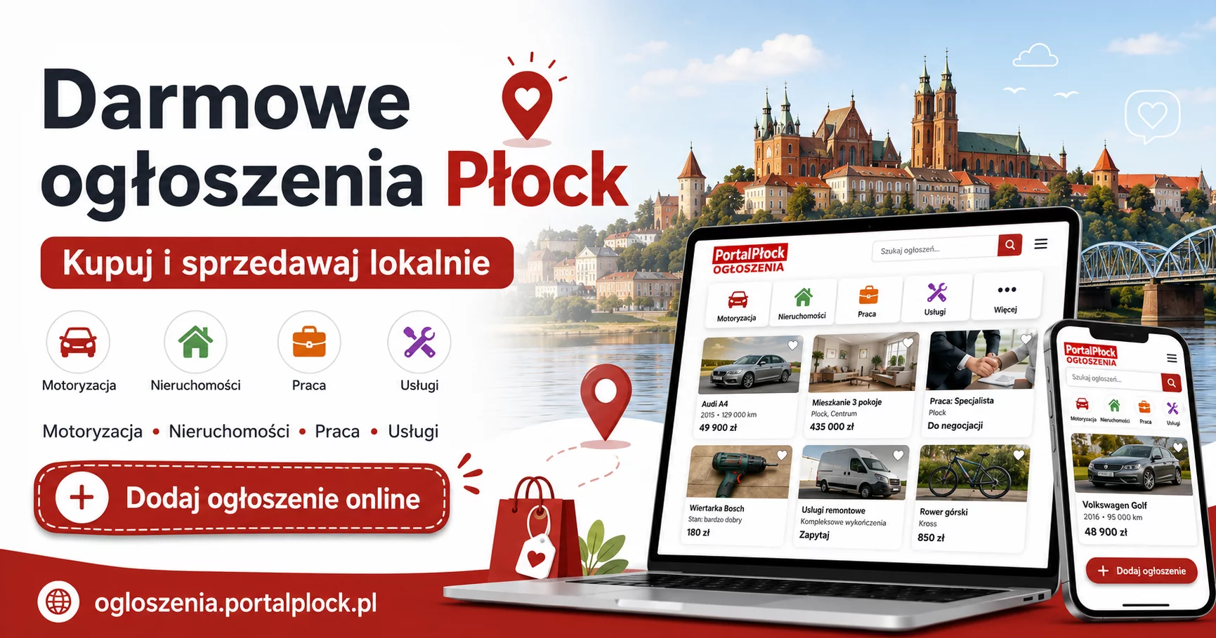 Darmowe ogłoszenia Płock – kupuj i sprzedawaj lokalnie