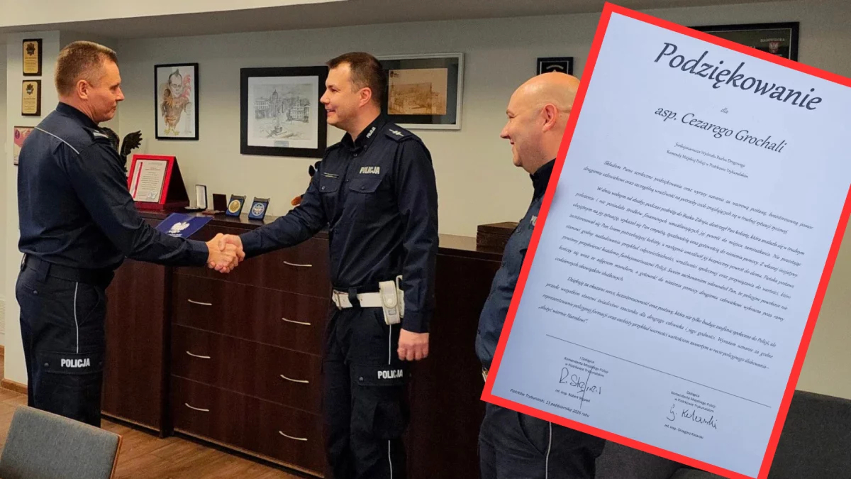 Policjant z Piotrkowa pomógł kobiecie. Był poza służbą
