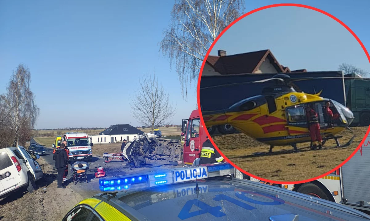 Dramatyczny wypadek w Łódzkiem. Wielu rannych, lądował śmigłowiec LPR!