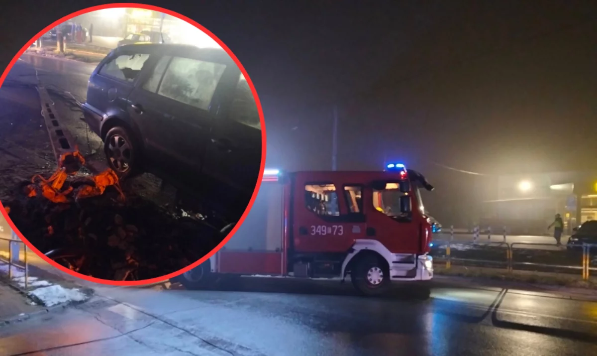 Kierowca uderzył w słup i... uciekł. Spowodował spore utrudnienia w ruchu