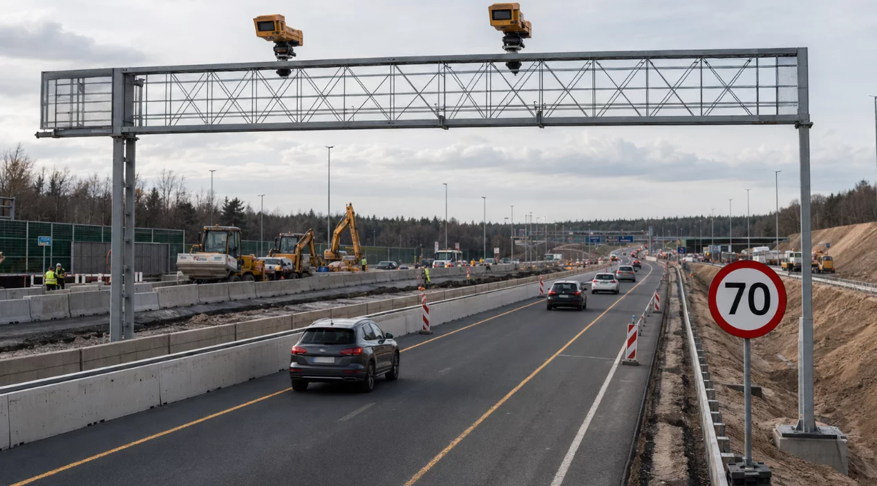 Nowy odcinkowy pomiar i ograniczenie do 70km/h. Uwaga na tym odcinku autostrady
