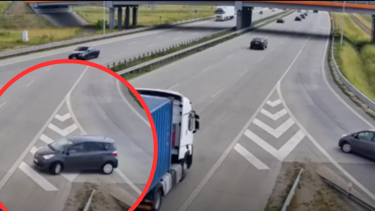Absurdalne zachowanie kobiety na A1. Wszystko nagrały kamery, będzie mandat [FILM]