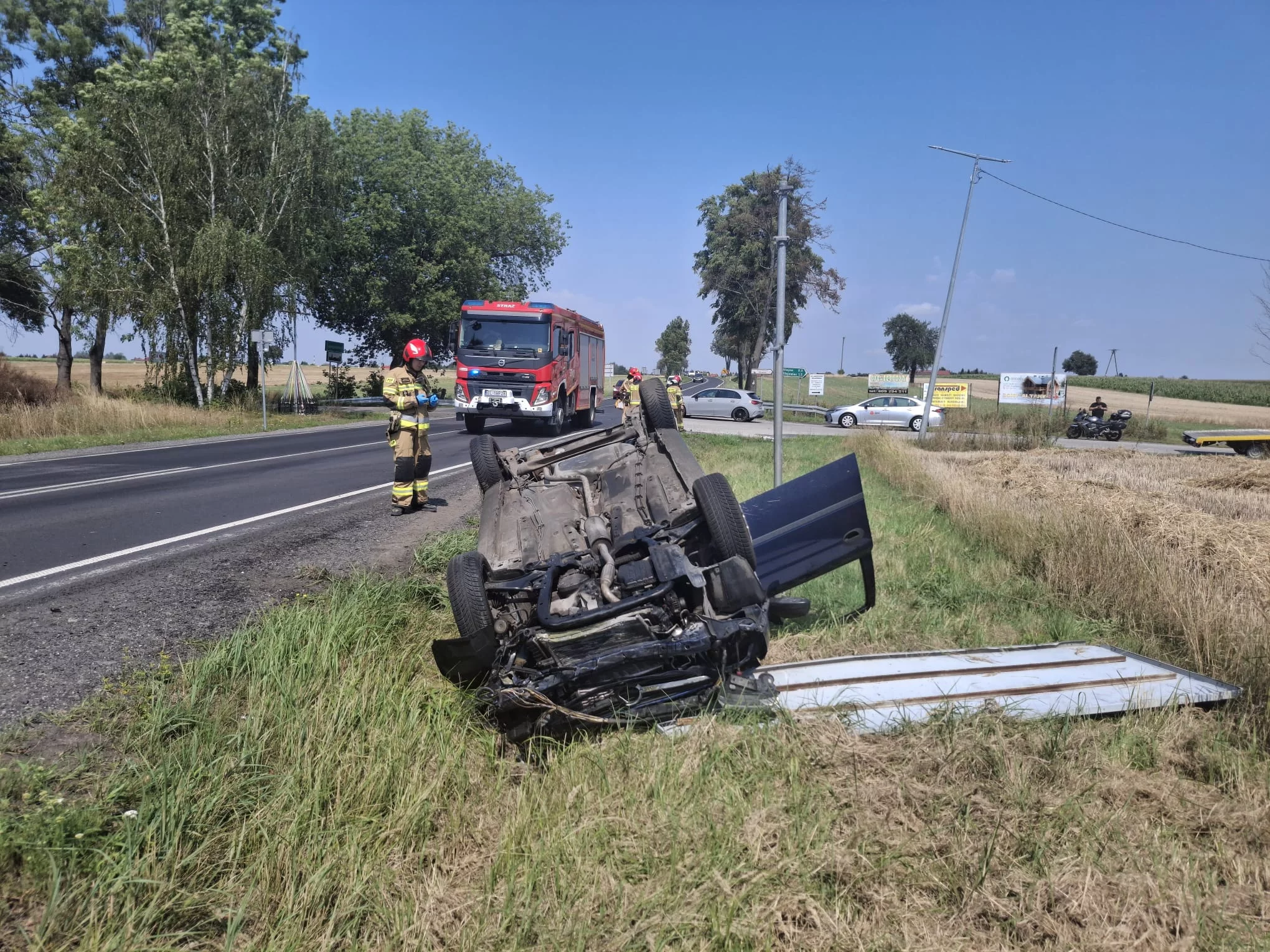 Wypadek na DK91 w Longinówce. Ranny mężczyzna