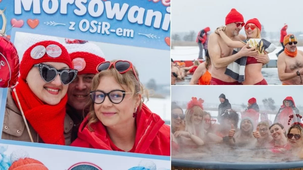 Gorące serca w lodowatej wodzie. Walentynkowe morsowanie w Piotrkowie [ZDJĘCIA]