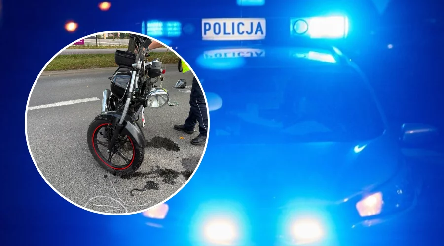 Wypadek w Piotrkowie. Motocyklista trafił do szpitala