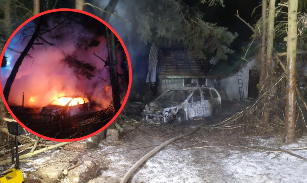 Duży pożar w powiecie piotrkowskim. Spłonęły dwa samochody, ogrodzenie i nie tylko...