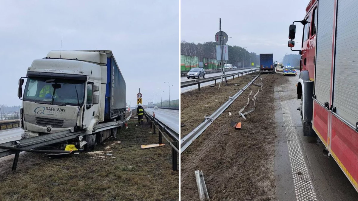 Opona wystrzeliła w ciężarówce na S8 pod Piotrkowem