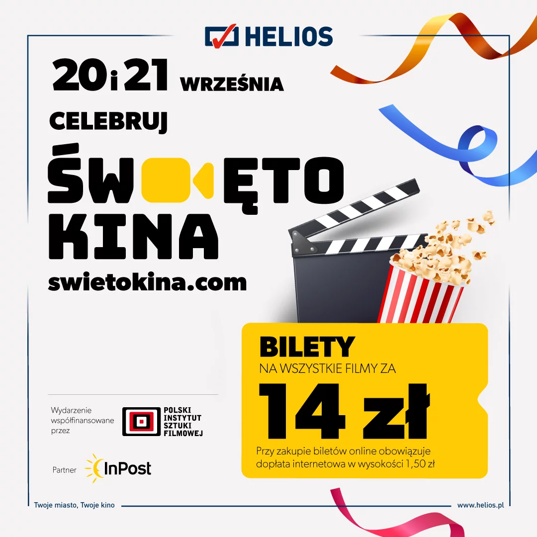 Święto Kina już 20 września – seanse w kinach Helios w cenie 14 zł!