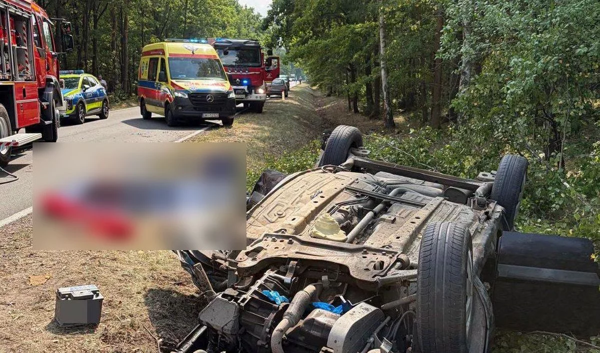 Poważny wypadek w woj. łódzkim. Dwie kobiety zabrane do szpitala śmigłowcami