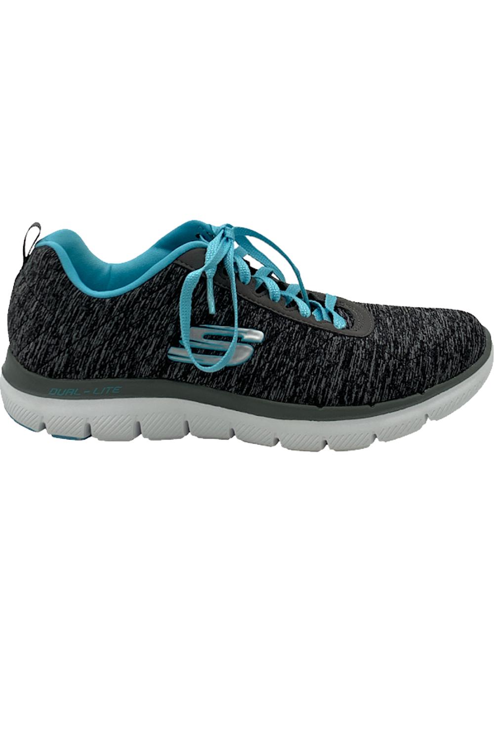 Skechers Flex 2.0 Heathered Up Sneakers Black/Lite Blue | Jender