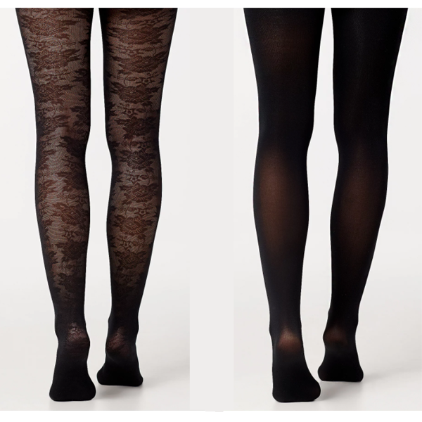 Legacy Lace and Solid Control Top Tights - Set of 2