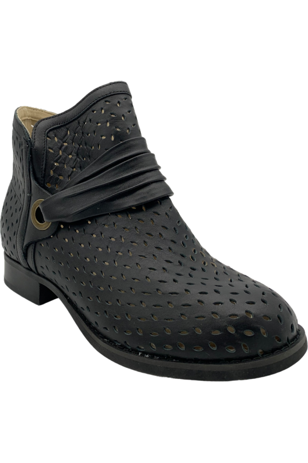 Spenco Orthotic Perforated Leather Boots Priscilla Black Leather | Jender