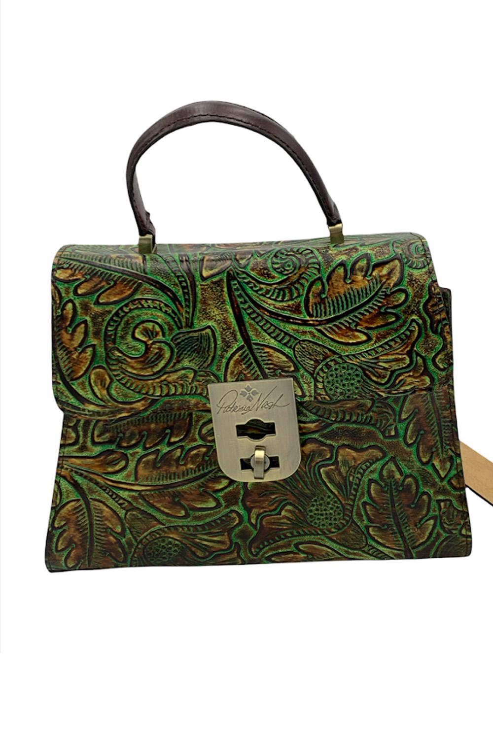 Patricia Nash Leather Chauny Top Handle Satchel Yellow Green Jender