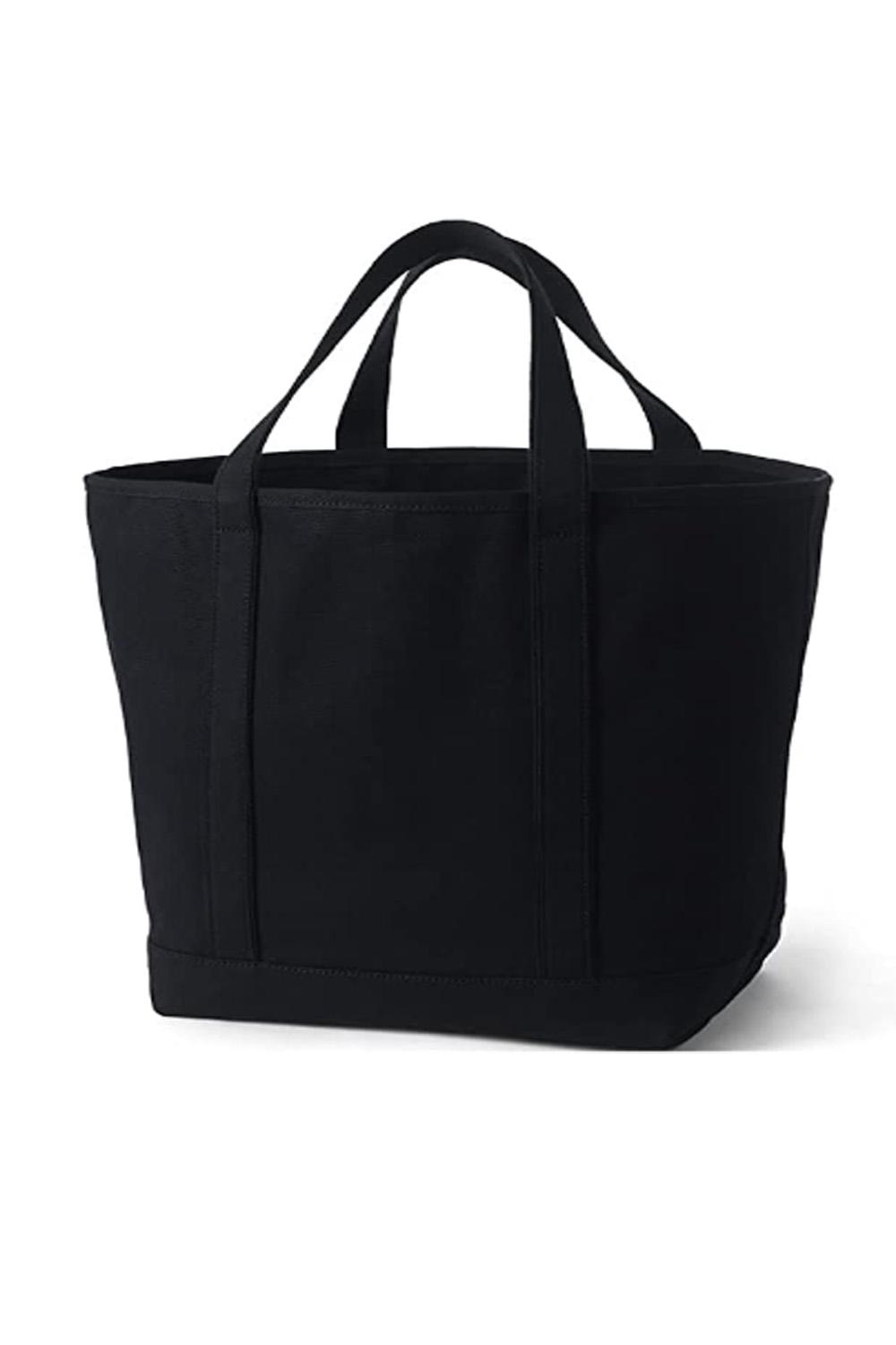 Lands' End Open Top Long Handle Canvas Tote Bag