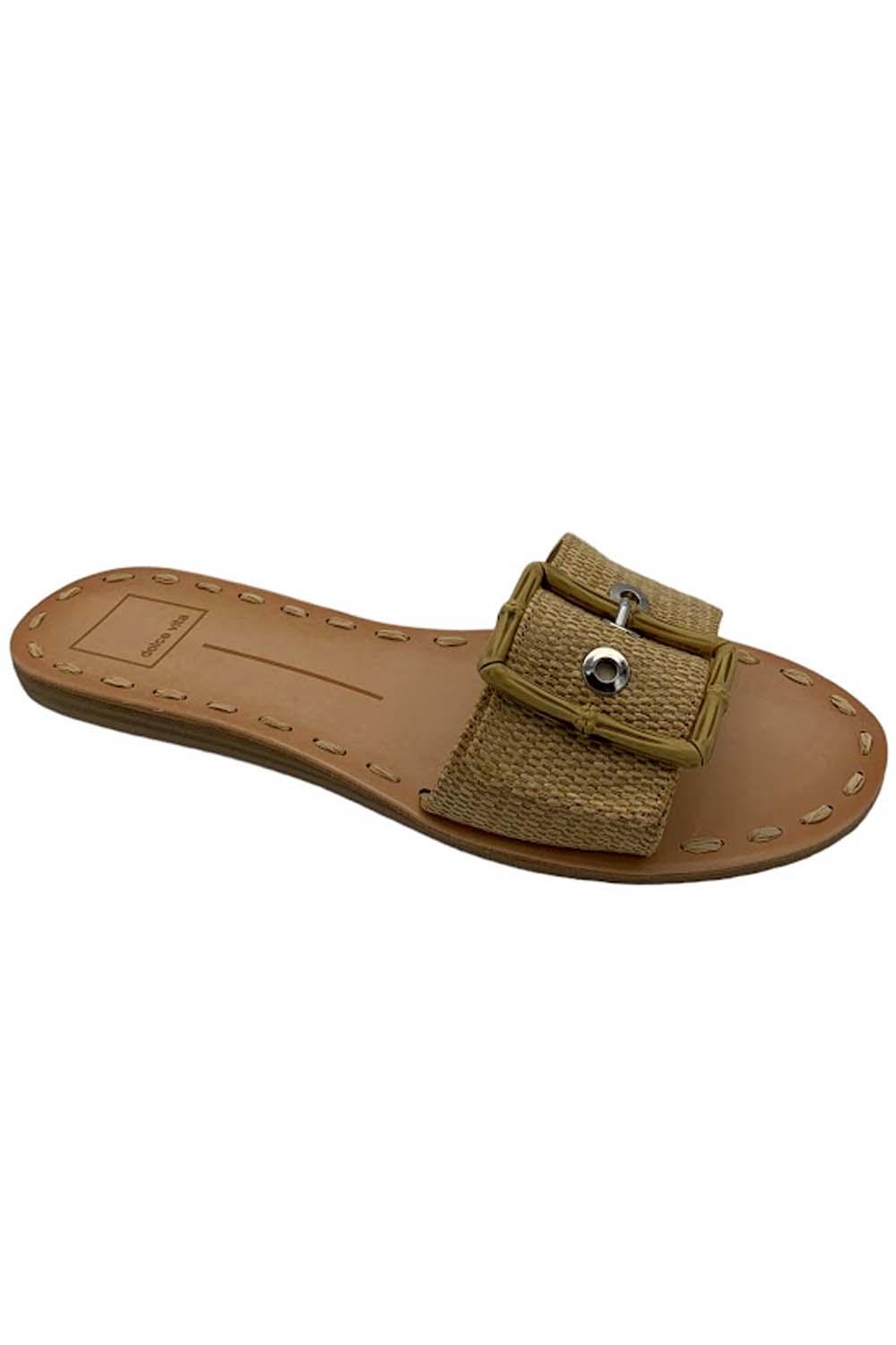 Dolce Vita Dasa Slide Sandal in Warm Natural Raffia