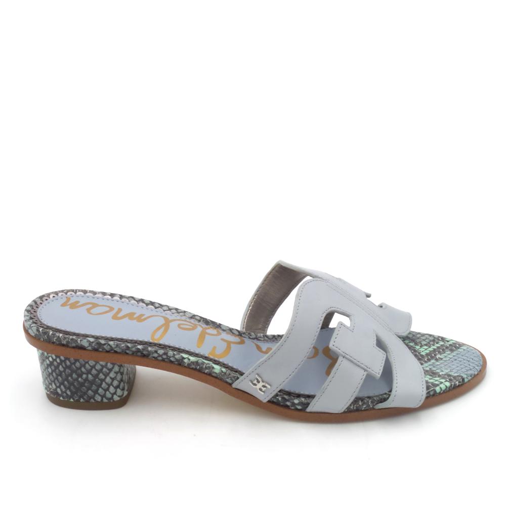 Sam Edelman Leather Heeled Slide Sandals Illie Cloud Blue Jender