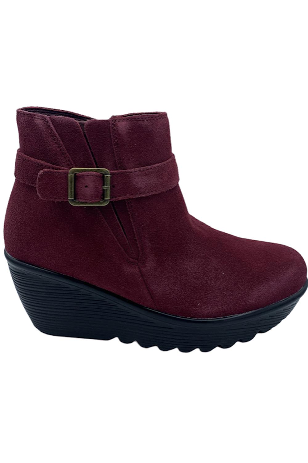 Skechers Suede Parallel Ankle Boots Day Date Burgundy Jender