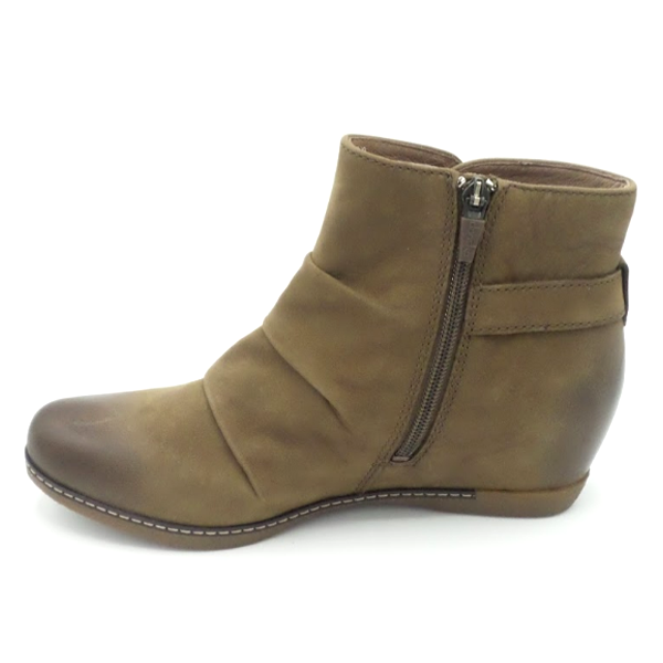 Dansko Burnished Nubuck Leather Wedge Boots Lia Mushroom | eBay