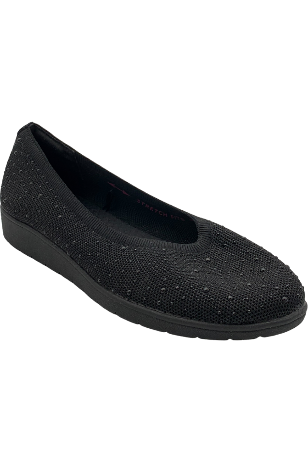 Skechers Stretch Fit Sparkle Knit Skimmers Cleo Flex Wedge Black | Jender