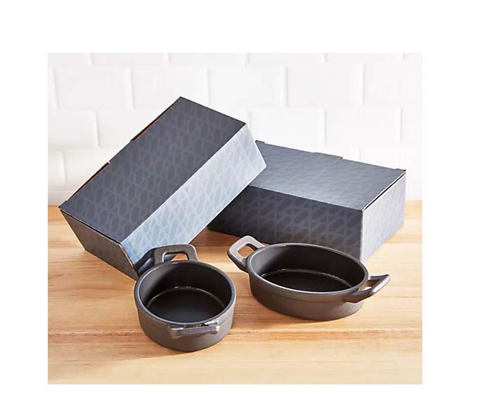 Geoffrey Zakarian Set of 2 Cast Iron Non-Stick Mini Baking Dishes Oval BLACK