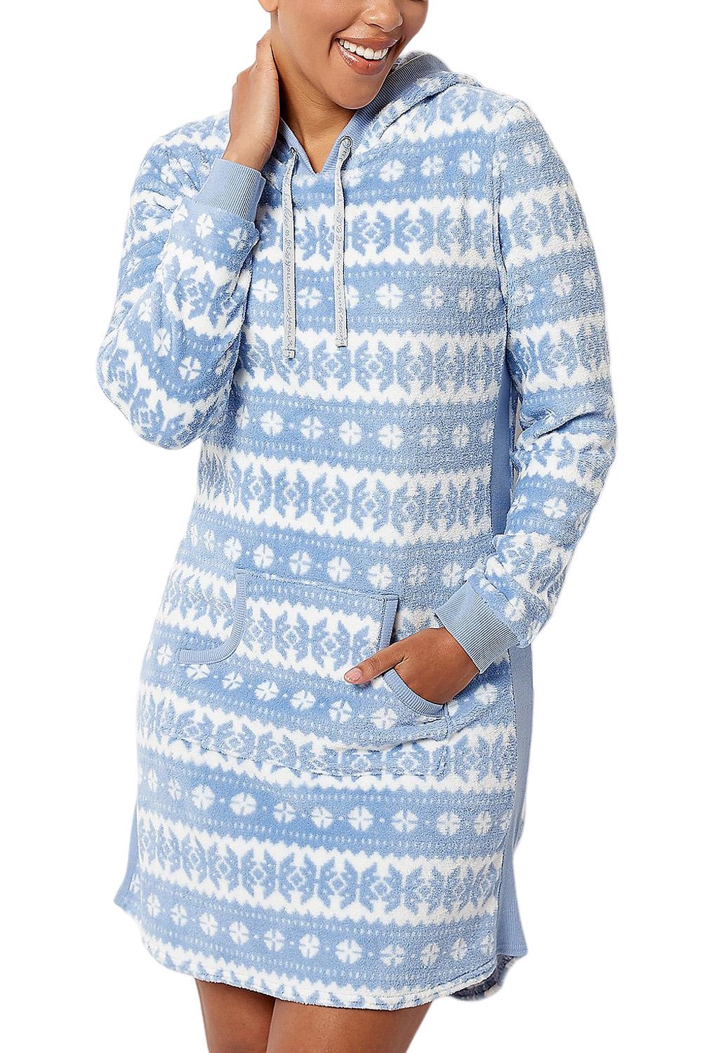 MUK LUKS Jacquard Fleece Hooded Lounger 