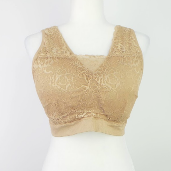 Breezies Lace Seamless Cami Bra Latte