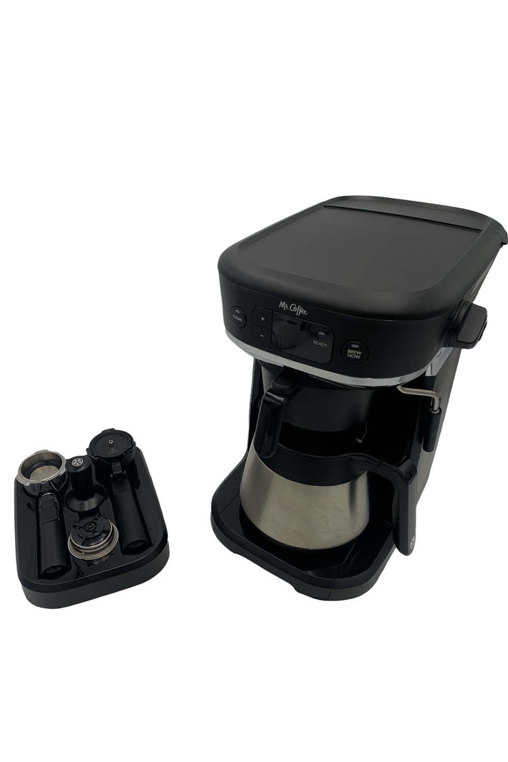  Mr. Coffee All-in-One Occasions Specialty Pods Coffee Maker, 10- Cup Thermal Carafe, and Espresso with Milk Frother and Storage Tray, Black:  Home & Kitchen