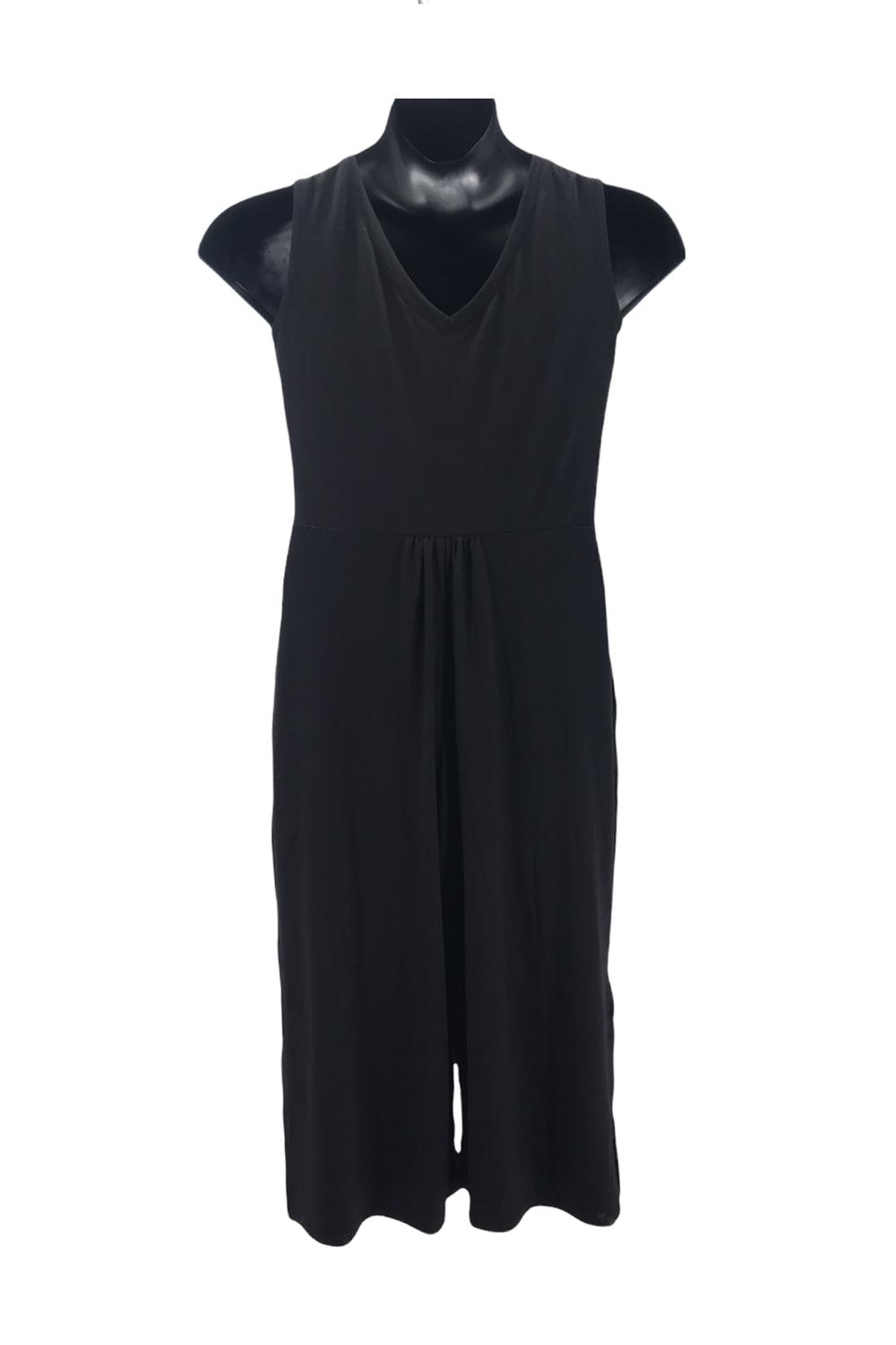 Cuddl Duds Flexwear V-Neck Wide Leg Jumpsuit Black