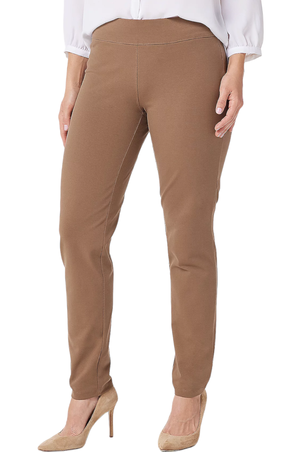 Susan Graver Premium Stretch Slim Leg Pull-On Pants Desert Taupe