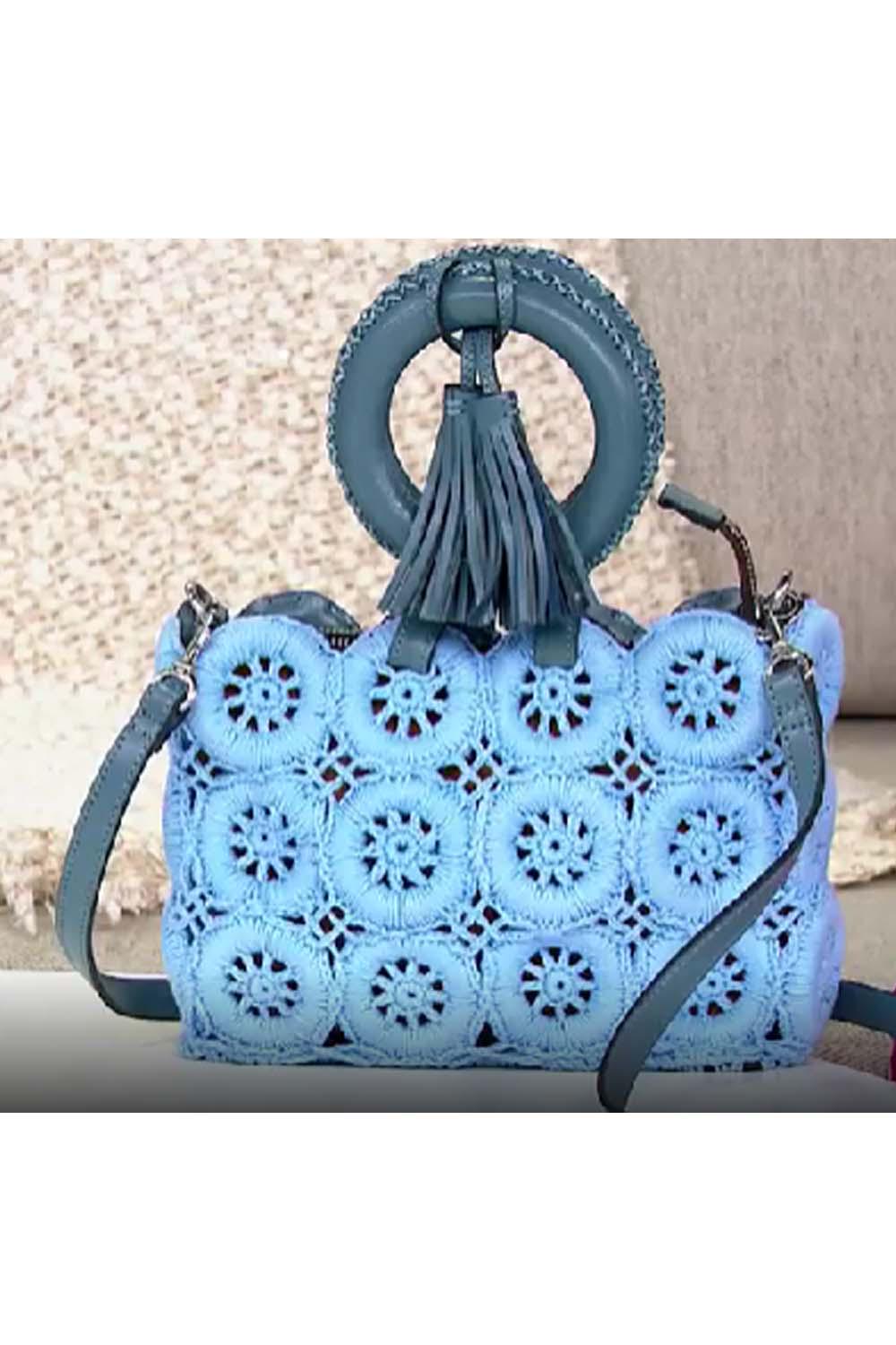 Light Blue Crochet Tote Bag