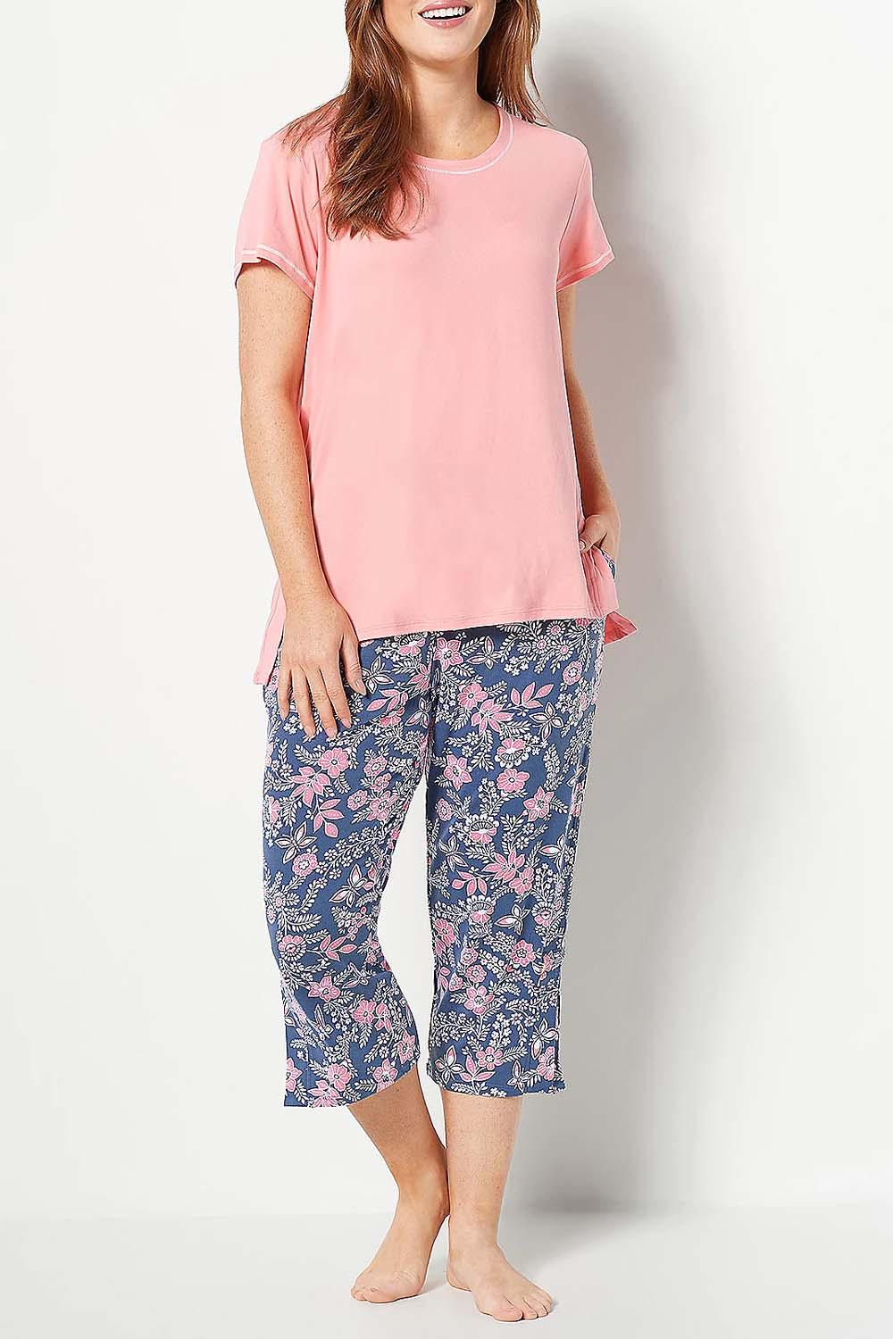 Ombre Feather Cropped Shirt & Pants Pajama Set